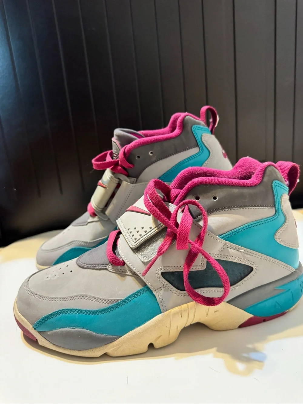 Nike Kids High-Top Sneakers in Teal and Pink